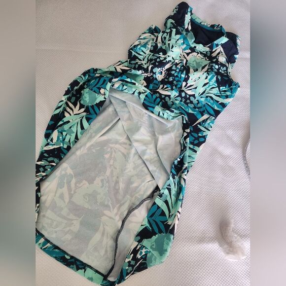 Title Nine Tropical Print Midi Dress - Blue and Green - Picture 11 of 11